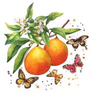 Cocktailservietten - Schmetterlinge an Frucht
